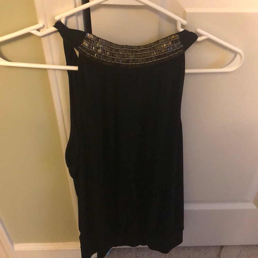 Express high neck, open back top